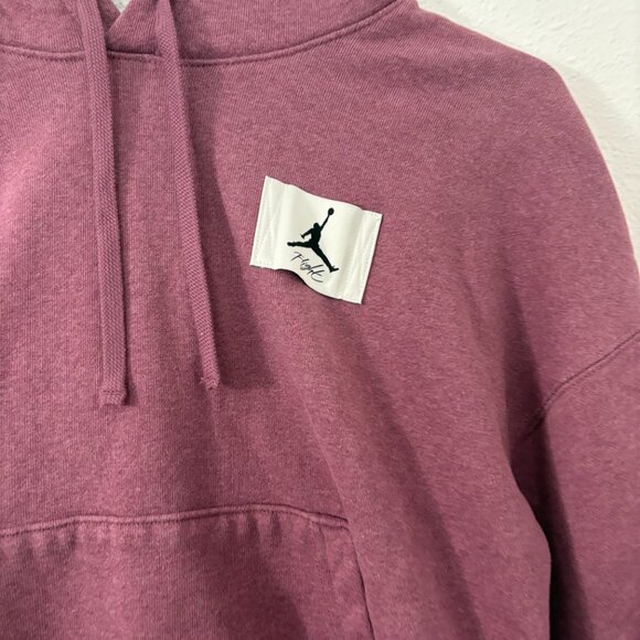 Jordan Essentials Fleece Hoodie Long Sleeve Cropped Light Mulberry Size Small - Picture 4 of 10